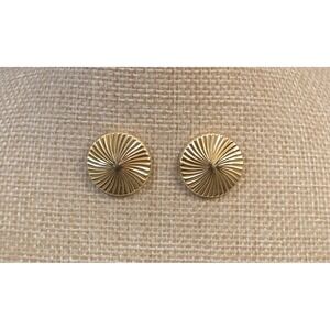 1970s 14k Yellow Gold Round Disk Starburst Earrings‎